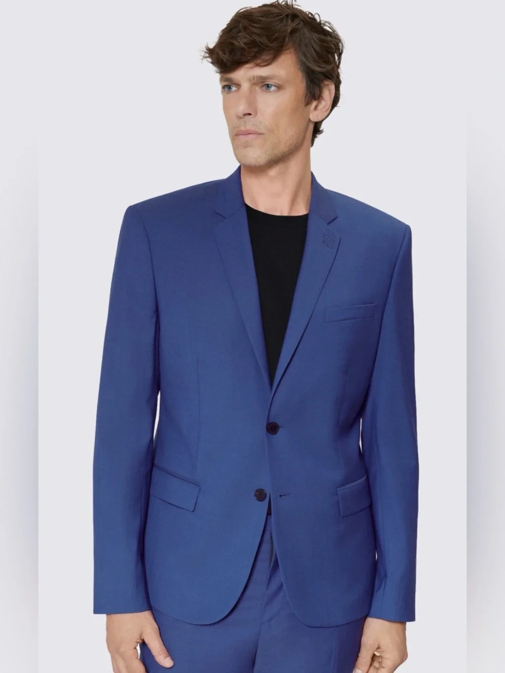 NAVY  WOOL SUIT BLAZER - 46